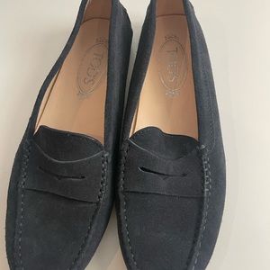 TODS Navy Blue Made In Italy Suede Gommini Loafers NEW Size 39